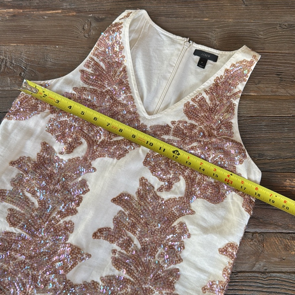 J Crew creamy  linen dress l sequined sleeveless midi EUC size 10 (fits like 8) - Picture 4 of 6